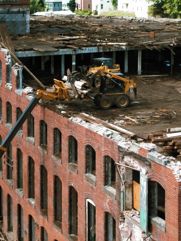 old 19th century building being demolished