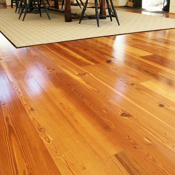 Reclaimed Heart of Pine Flooring in Dining Room