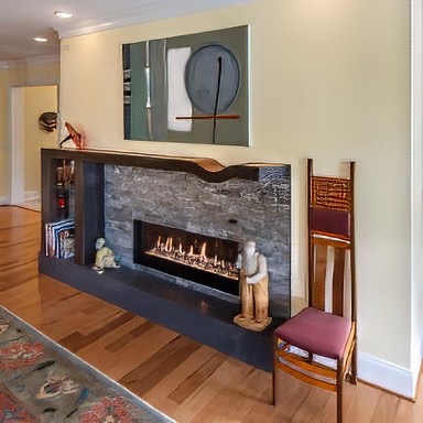 The custom mantel was crafted exactly according to the design plan. - E.T. Moore Custom Home